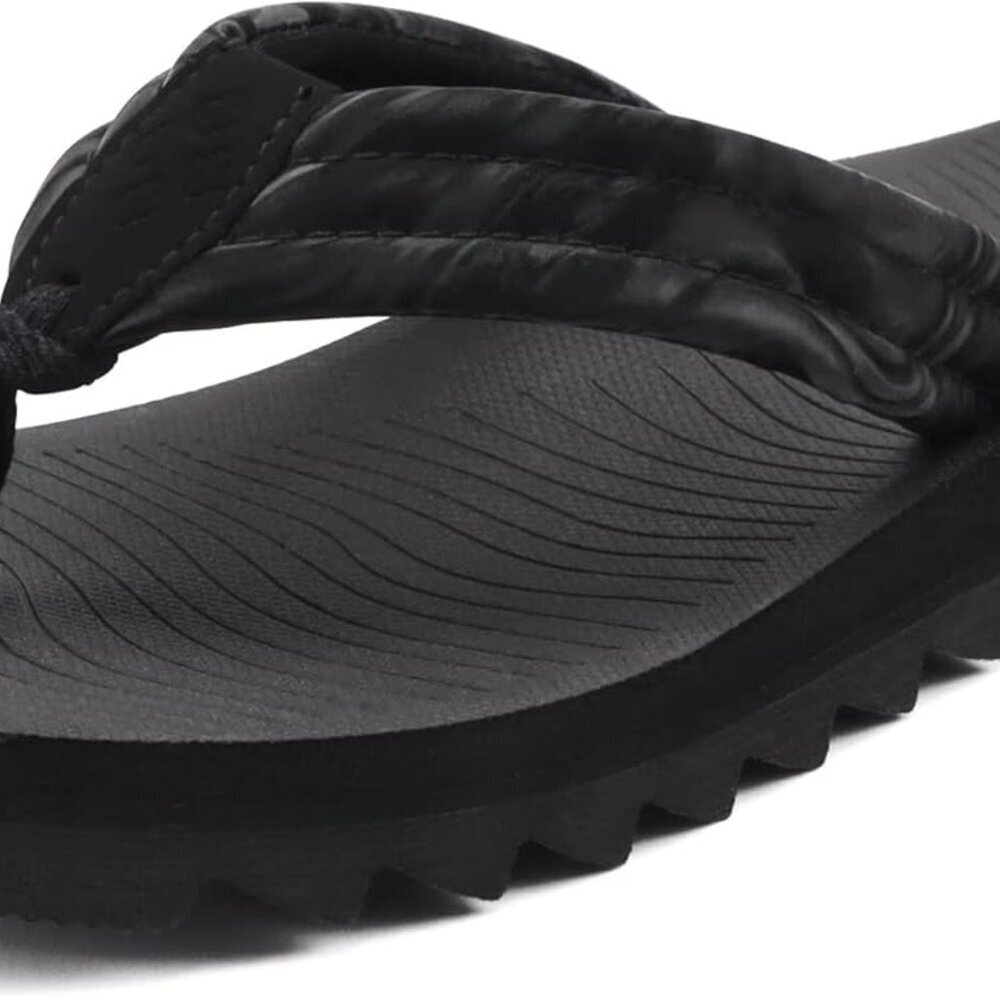 Women's Black Quilted Strap Flip-Flop Sandal